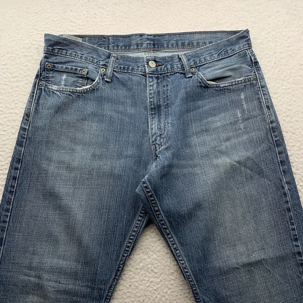 Levi's 514 Jeans Mens 37x30 (Tag 36x30) Light Blue Stone Wash Whiskered Western